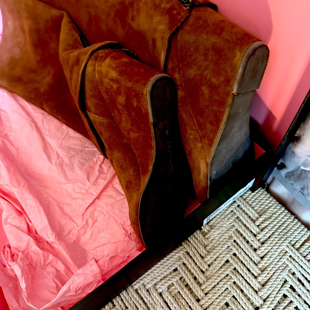 Steve Madden brown suede boots new in box.heel measures 3 inches they are size 9